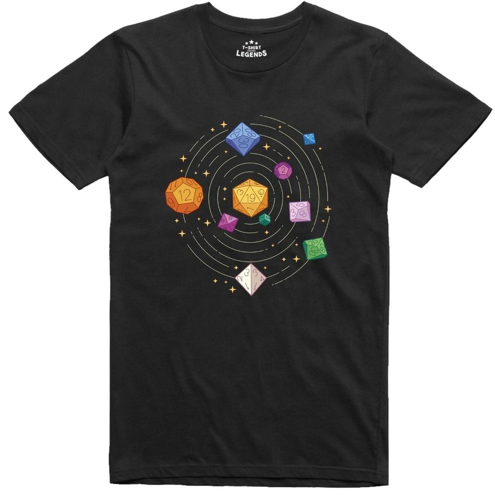 

Mens Geek T Shirt RPG Polyhedral Dice Solar System Funny Geek Regular Fit Top XL