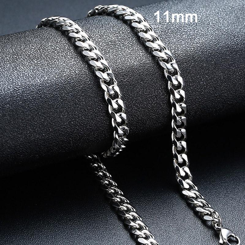 3/5/7/9/11MM Cuban Chain Necklaces for Men Women,Stainless Steel Curb Link Chain Collar,Zircon Gift for Dad Husband BFF