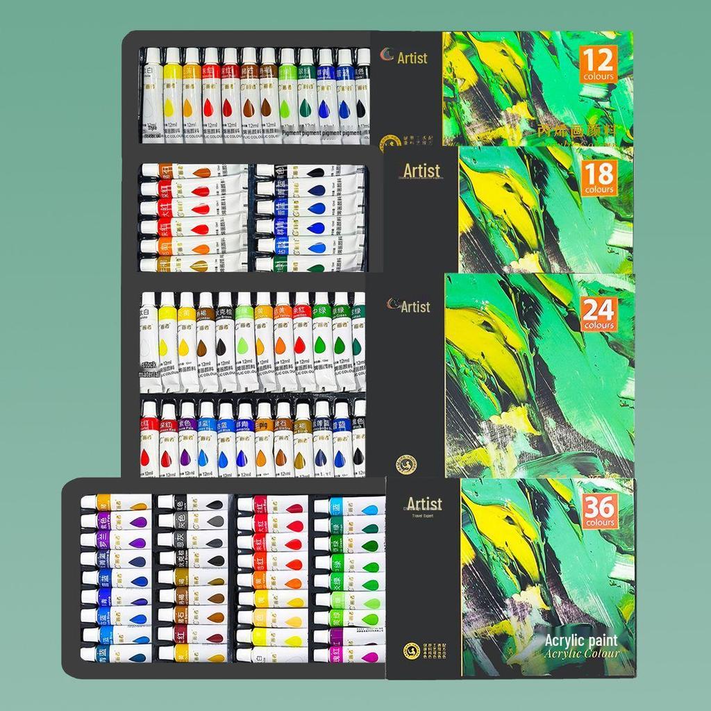 Set di Vernici Acriliche per Artisti, 36 Colori (Tubi da 12 ml), Senza Formaldeide, Portatile per Progetti Artistici Fai da Te