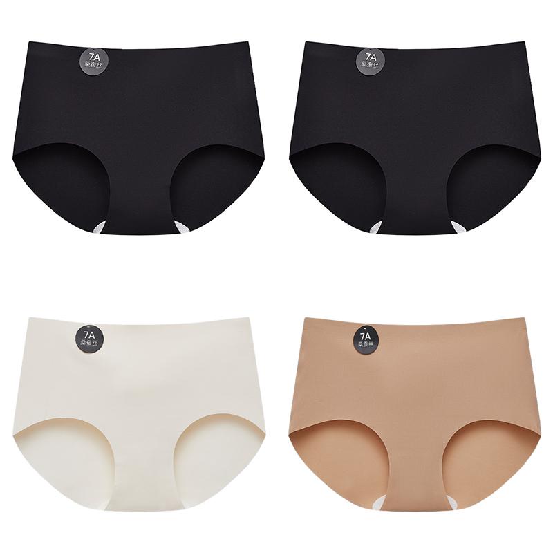 4PCS Seamless Panties for Woman Ice Silk Underwear Soft Thin Briefs Women's Underpants Fashion Sexy Female Lingerie