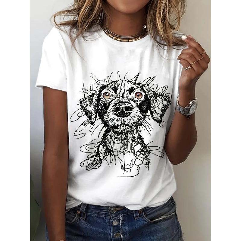 Европейский размер Модная женская футболка с круглым вырезом и принтом в виде букв и мультяшных персонажей, простой дизайн, удобная и дышащая, универсальная базовая вещь S белый