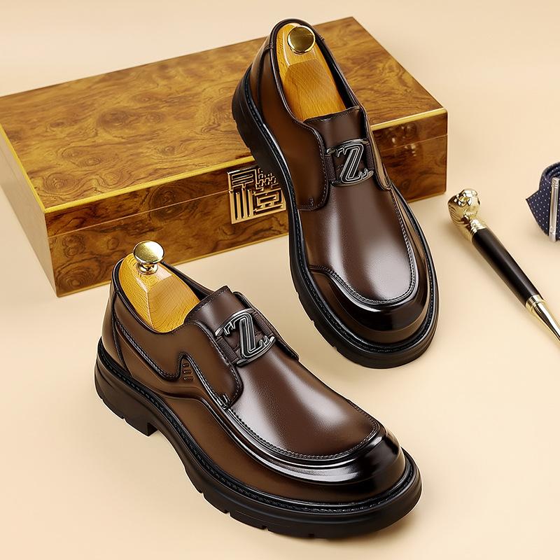 Designer Big Head Derby Shoes for Men Solid Color Fashion Casual Platform Shoe Male Spring Autumn High Quality Leather Shoes Man