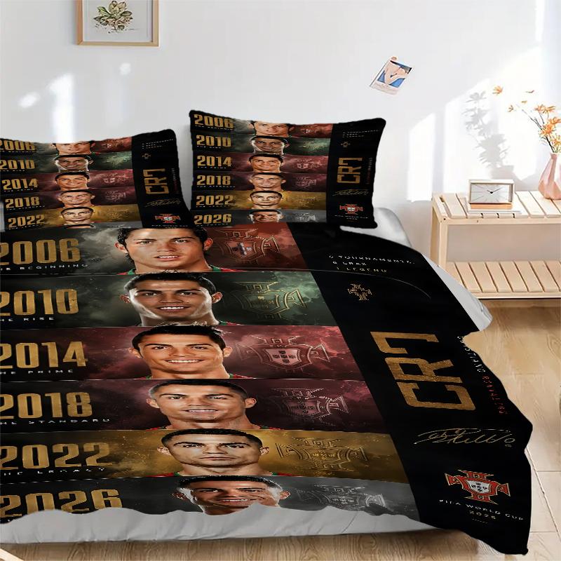 3Pcs Cristiano Ronaldo'S Journey Bedding Sets For All Sizes New 3D Printed Bed Cover Comforter Duvet Cover Pillowcase Bedroom Decoration