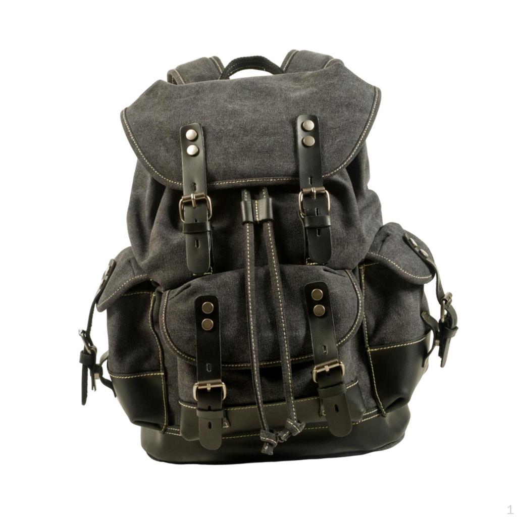 Canvas Backpack Casual Daypack Outdoor Portable Men Women Hiking Travel Rucksack Knapsack for