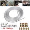 25ft 7.62M Car Roll Tube Coil of 1/4" OD Steel Zinc Brake Pipe Hose Line Piping Tube Tubing Anti-rust + 16PCS Tube Nuts Fittings