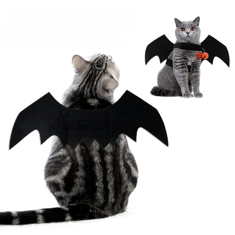 Bat Wings Pet Clothes Bells Cat Clothes Halloween Festive Atmosphere Cat and Dog Clothing Chest Straps Pet Fun Outfits