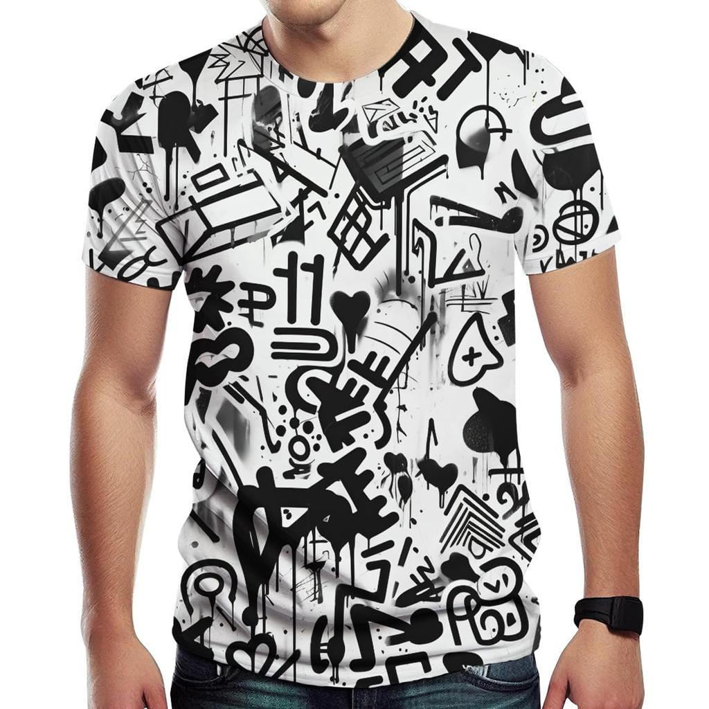 Summer fun men and women fashion casual 3d printing graffiti print polyester t-shirt out of the casual trend round neck t-shirt