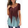 Summer Women's Short Sleeve Floral 3D Printed Buttons T Shirt Ladies Plus Size Top