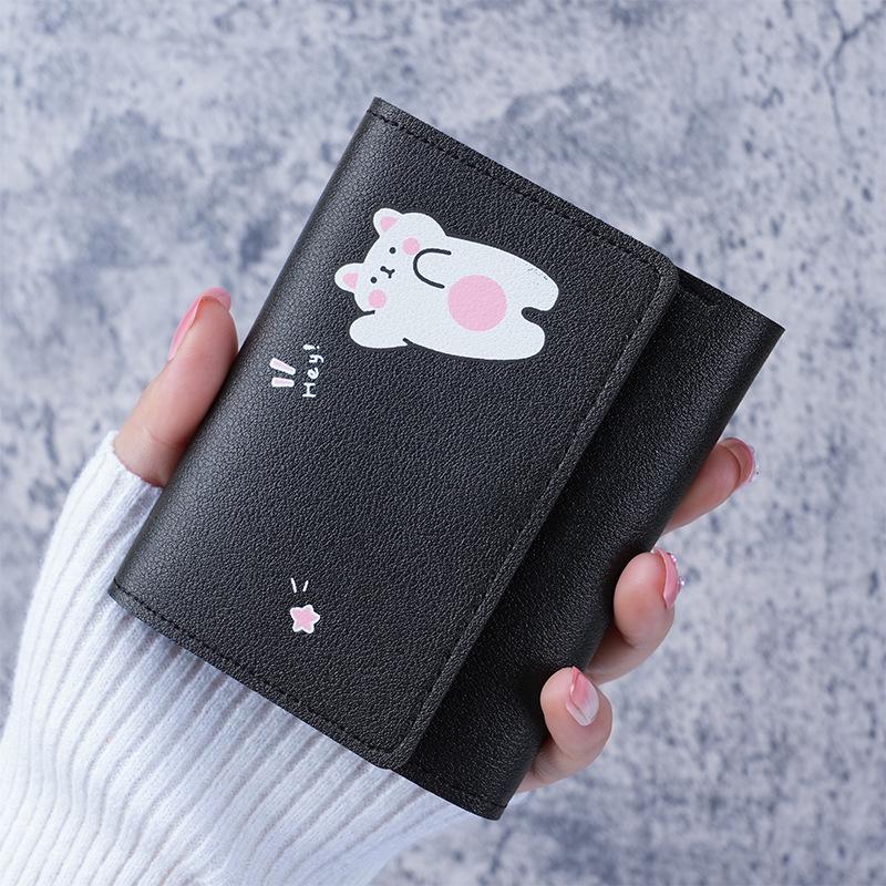 Korean Style Cute Tri-fold Wallet for Women - Short, Printed, Multi-Card Coin Purse