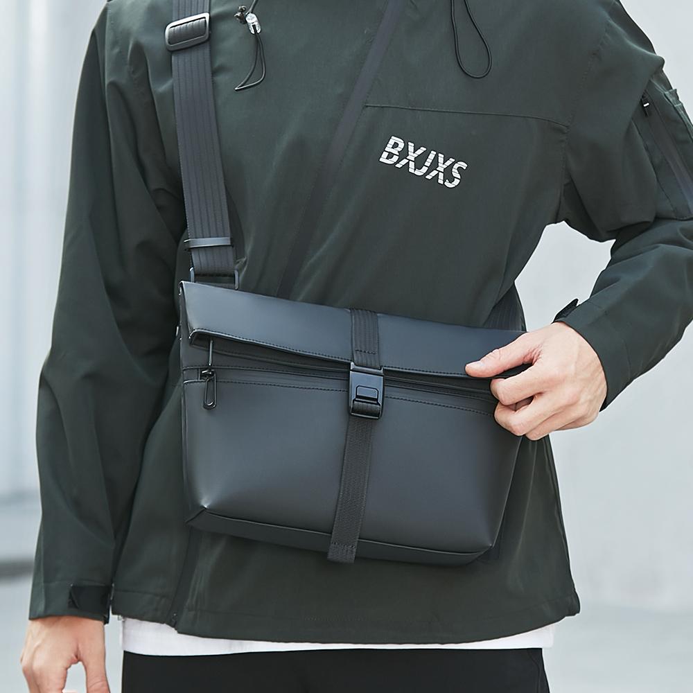 HcanKcan Herre Crossbody-veske Vanntett Skulderveske Passer 13 Tommers Bærbar PC Midjeveske Stor Kapasitet Messenger-veske Svart Sideveske