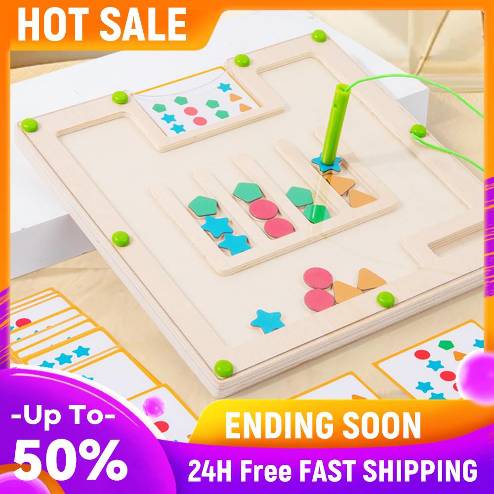 

Wooden Shape Pairing Maze Color Matching Board Magnetic Puzzle Board Maze Montessori Early Education Toy for Kids Birthday Gift China Mainland