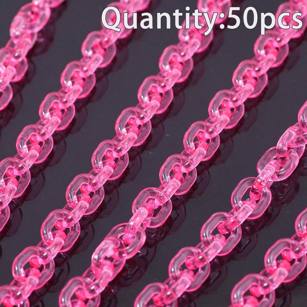 50pcs Transparent U-Shaped Chain, Acrylic Beads, DIY Jewelry Making Materials For Bracelets, Car Ornaments, Phone Straps