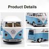 1:36 Volkswagen VW T1 Bus Toy Car Model Alloy Diecast with Pull Back Doors Opened Van Models Best Gifts for Boys Kids Toy