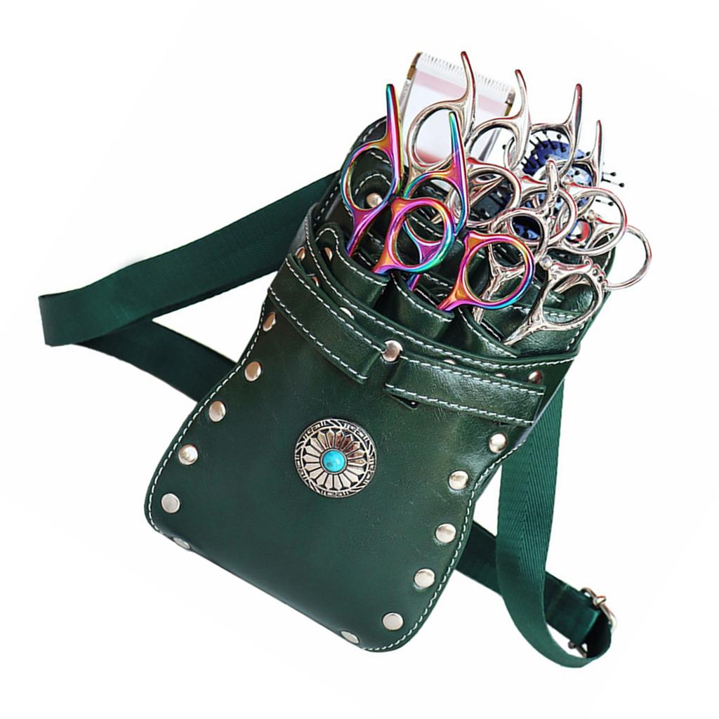 Barber Scissors Bag Hairstylist Waist Bag 7 Slot Detachable Scissor Holder Bag PU Leather Tool Bag for Scissor Hair