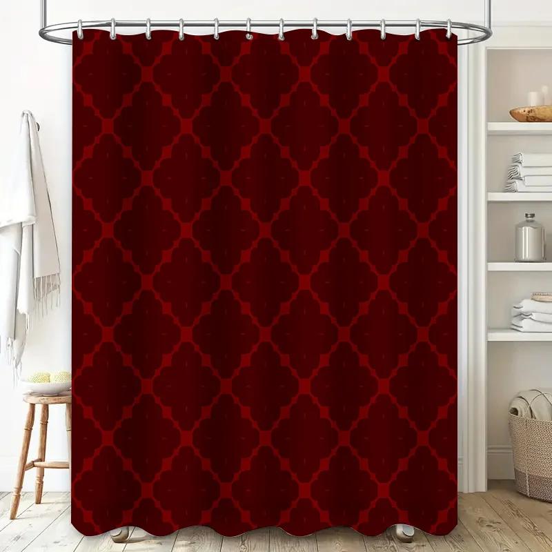 Plaid Shower Curtain Waterproof Fabric 180x245cm Bath Room Decor