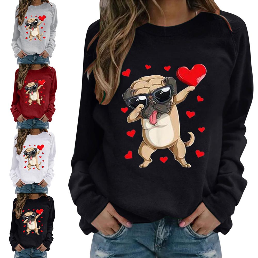 Buy Dog Print Women Long Sleeve HoodiesCasual Autumn Winter Harajuku ...