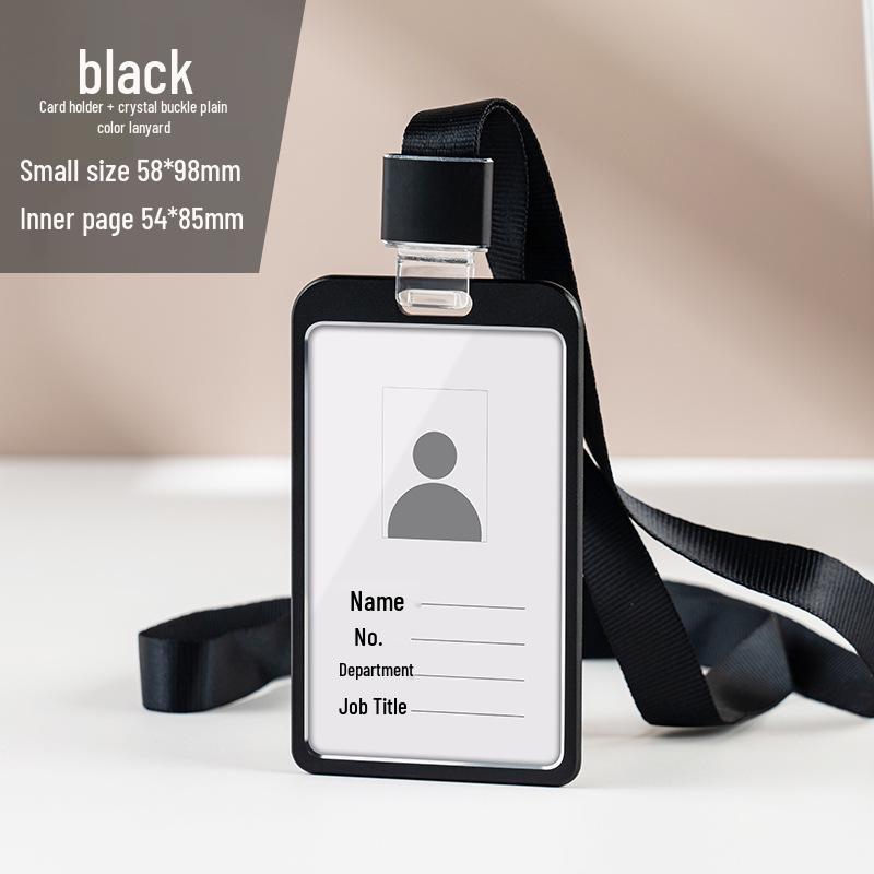 Aluminum Alloy ID Card Holder with Crystal Buckle Lanyard for Employees and Students