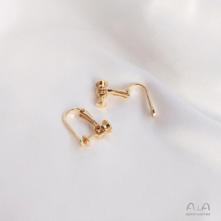 14K pozlacené klipsové náušnice na šroubek bez piercingu, materiály pro DIY ručně vyráběné šperky s ochranou barvy