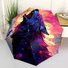 1pc Wolf Fantasy Fashionable Automatic Opening/Closing Folding Umbrella with 8 Bones, Windproof Portable, Daily Use327