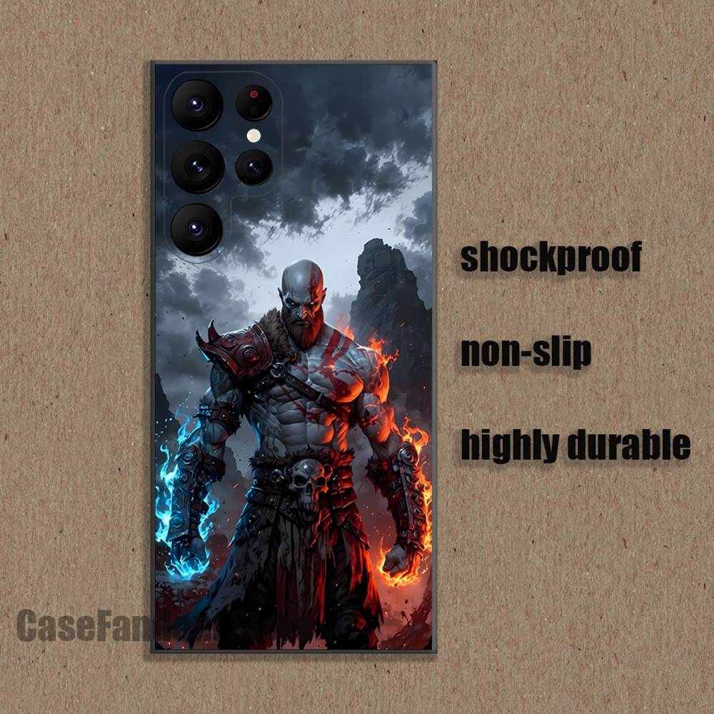 Game G-God of W-War Kratos For Samsung S26,S25,S24,S21,S22,S23,S30,Ultra,S20,Plus,Fe,Lite,5G Black Cover Phone Case