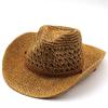 Hollow Out Unisex Shading Outdoor Wide Brim Cowboy Straw Hat Solid Color Fashion Sun Protection Beach Hat Summer Cap