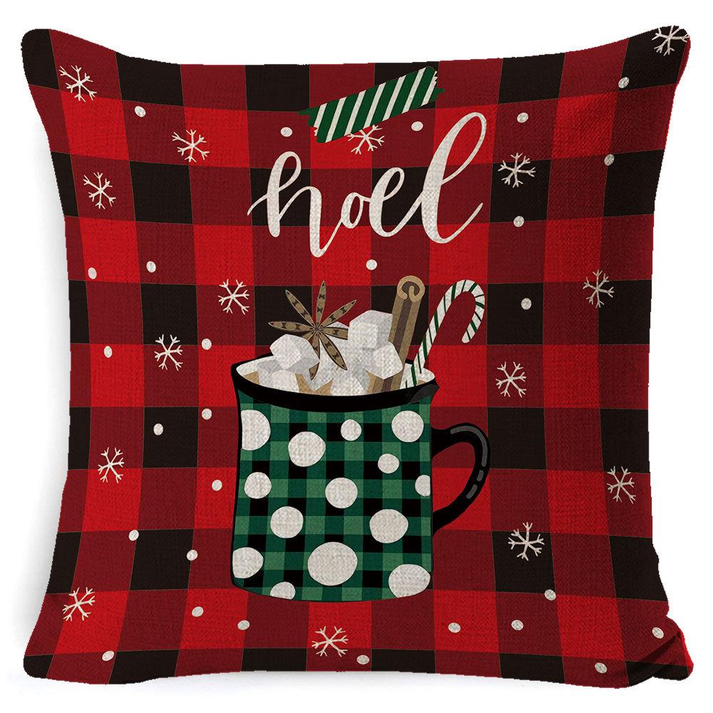 Christmas Pillow Cover Home Sofa Cushion Elk Letter Print Cushion Cover Christmas Atmosphere