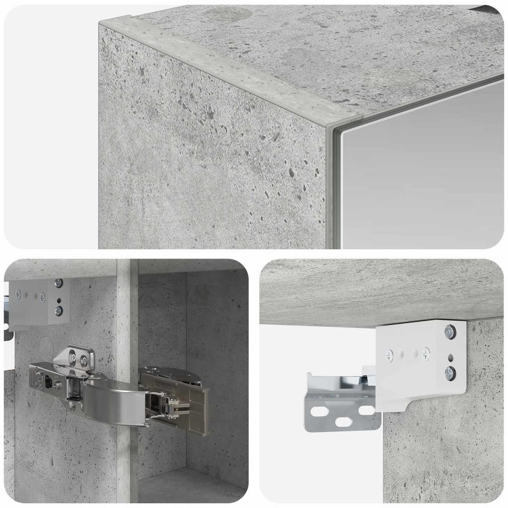 Bathroom Mirror Cabinet with Shelf Concrete Grey 60 x 14.5 x 70 cm