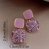 1 Pair Japanese Korean Square Drop Earrings, Artificial Glass Inlaid Pendant, Sparkly Fashion Jewelry for Women Party Daily Gift