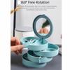Multilayer Jewelry Stand Holder Display Tray with Mirror Desktop Storage Box with Lid Dustproof Rotating Plastic Stand Women