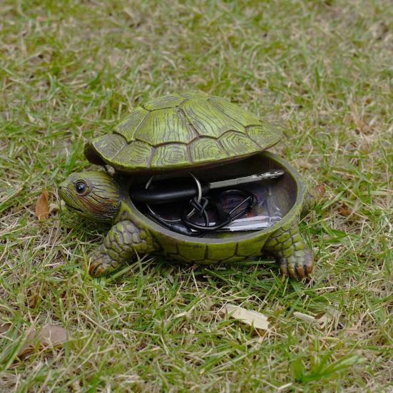 Simulation Turtle Jewelry Storage Box with Lid Resin Tortoise Trinket Keys Organizer Container Animal Statue Figurine Desktop Decoration Ornament