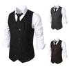 2024 Autumn Men's Fashion Slim Fit Double-Breasted Striped Vest Waistcoat