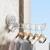 Folding Suction Cup Clothes Hanger Plastic Wall Mounted Clothes Storage Organizer