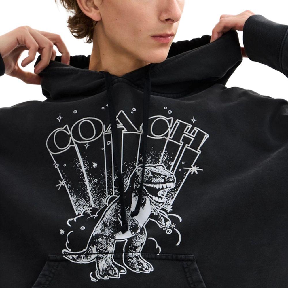 COACH Sweatshirts Men's Black Hooded Moderate Regular CBV70-A0R