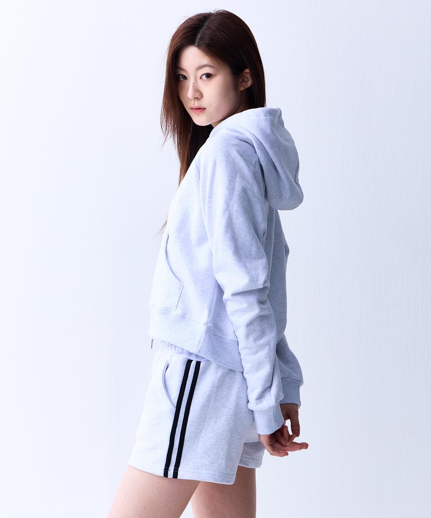 CRUSHST Slim Striped Sweat Shorts Melange White