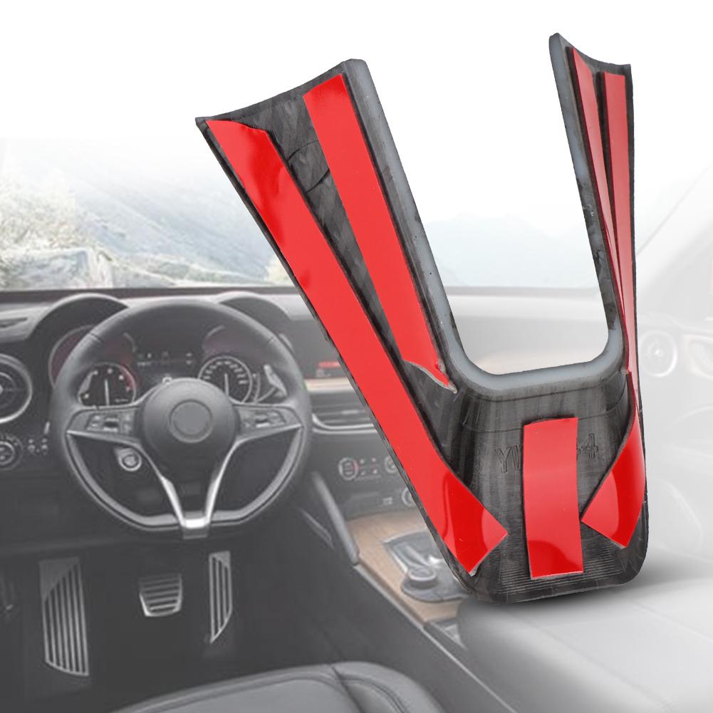 Carbon Fiber Style Steering Wheel Decoration Frame Cover Trim Fit for Alfa Romeo Giulia 17 19