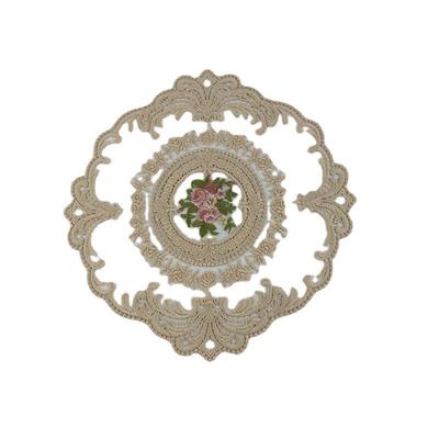 28cm Lace  Embroidered Vintage Lace Placemat Cover Towel Tea Table Mat Decorative Ornament Tablecloth Flag