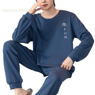 Pigiama da uomo sportivo a maniche lunghe lavorato a maglia primavera autunno, set pigiama maschile, set pigiama con lettere per uomo, pigiama da notte, completo da casa