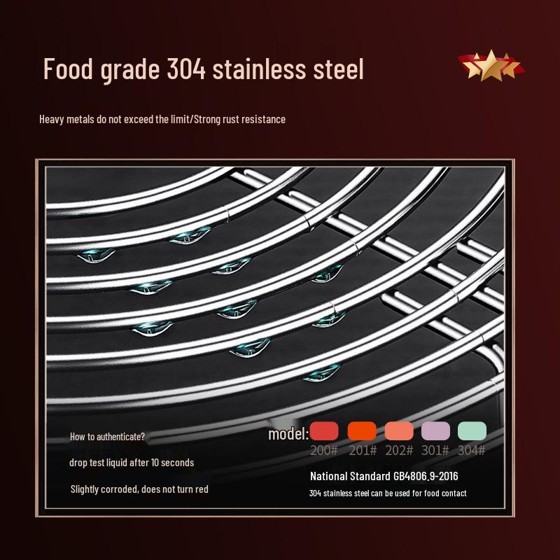 304 Stainless Steel Steaming Rack - Insulated Separator for Household Steamed Dishes with High & Low Feet Configuration.