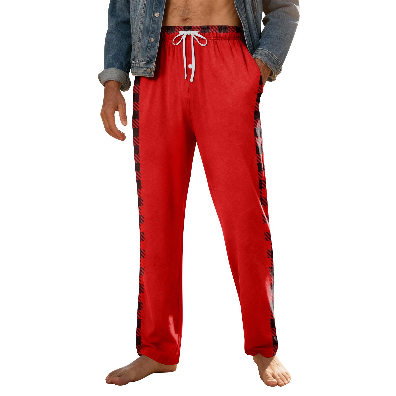 

Men s Knitted Fashion Print Pocket Casual Pants Pajama Pants L червоний