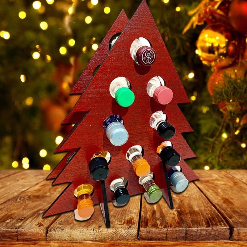 Durable Wood Wines Bottle Holder Elegant Wines Storage Rack with Christmas Countdown Designs for Party Enthusiasts