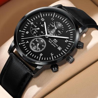 Men's Quartz Watches Top Men Wrist Watch Business Casual Waterproof Calendar Stainless Steel Band Quartz Watches Men Wrist Watch