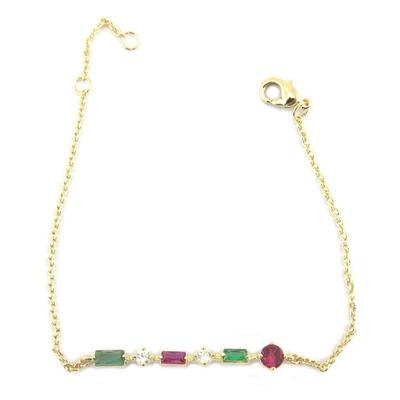 [P5997] - Βραχιόλι Επιχρυσωμένο 'Sissi' πράσινο ροζ χρυσό