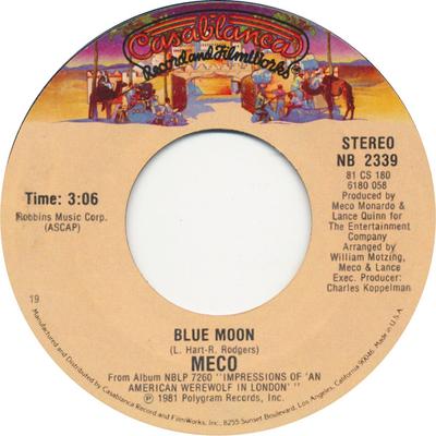 7inch Record MECO  Blue Moon NB2339 CASABLANCA 1981 US Rock Used