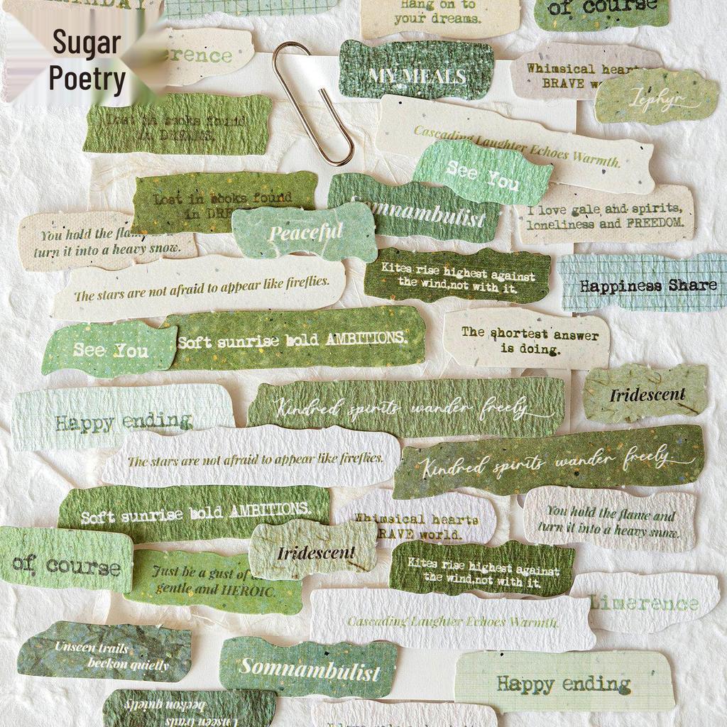 Pacchetto Adesivi Cuore Spezzato Poesia Zuccherina: 50 Strisce di Carta per Collage Inglesi