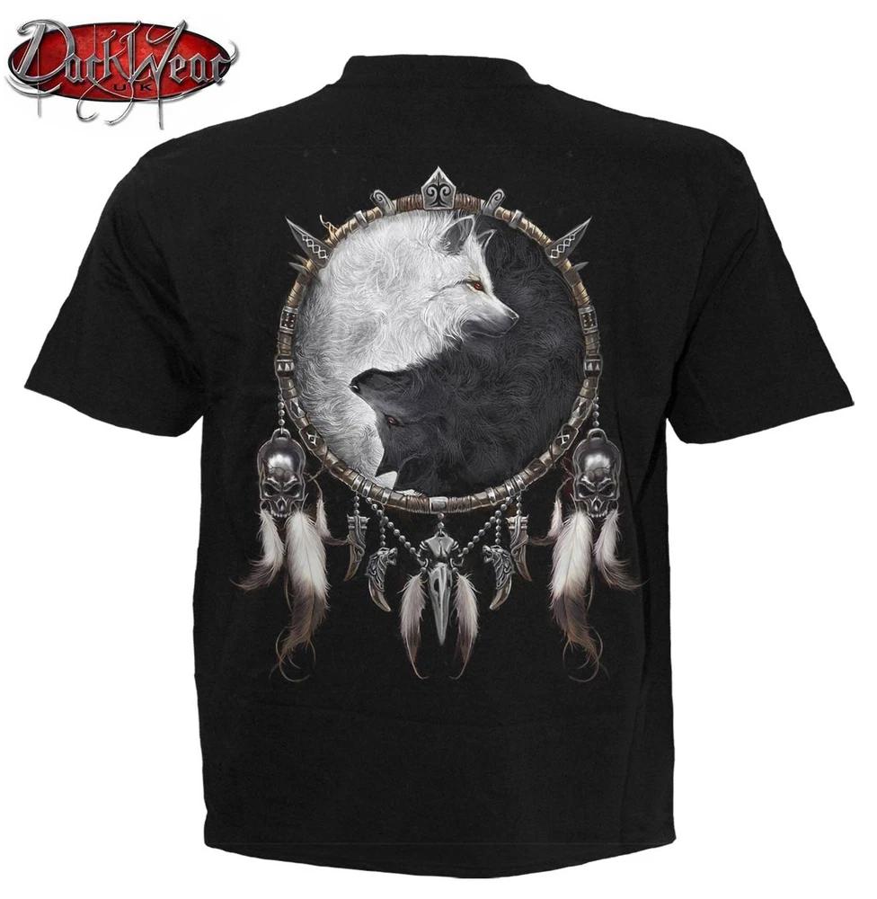 Spiral direct wolf chi tshirtbikerskullgothwolfnativeyin yangtoptee 2XL