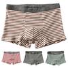 Men Boxer Underwear with U-Convex Design 3D Fit Comfortable Elastic Waistband Horizontal Stripes Shorts