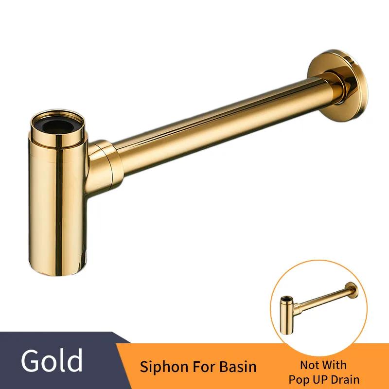Luxus Flaschensiphon Messing Rund Siphon Silber Gebürstete Bronze Schwarz P-Siphon Badezimmer Waschtisch Rohr Abfluss Mit Pop-Up Ablauf 6920
