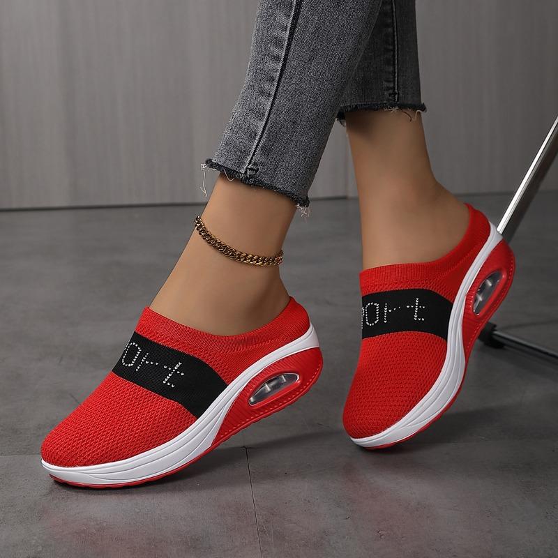 Neue Damen-Frühlingsschuhe mit Mesh-Freizeitschuhüberzügen, atmungsaktive und bequeme Schuhe, Einzel-Schuh, Fliegenstrick, Übergröße