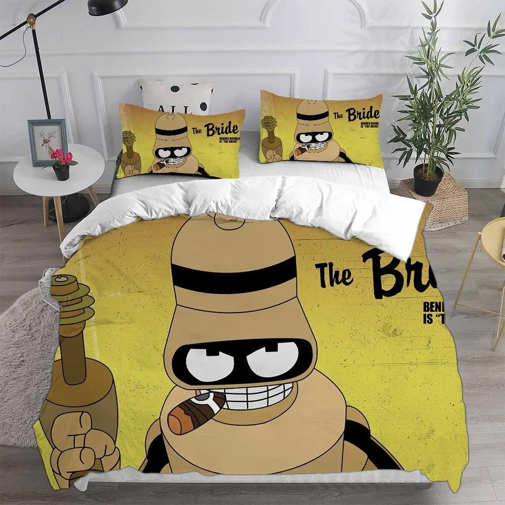 3D Cartoon Futuramas Bender Bedding Set Boys Girls Twin Queen Size Duvet Cover Pillowcase Bed Kids Adult Fashion Home Textiles