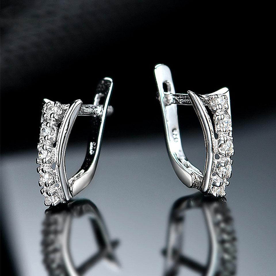 

Серьги-клипсы женские из серебра 925 пробы с покрытием из белого золота и кубическим цирконием, винтажные, не тускнеющие белый